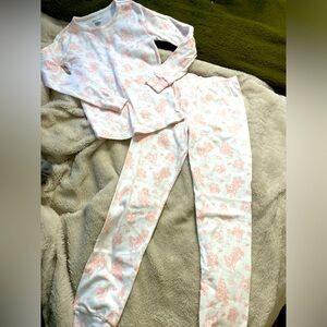 EUC Janie and Jack White with Pink Floral Pajama Set